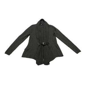 Premise Studio Women’s Small Gray Soft Knit Cascading Open Front Buckle Sweater